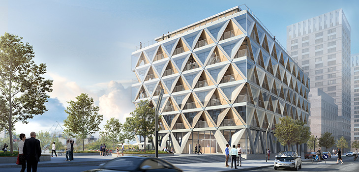 Prüfstatik für Düsseldorfs erstes Bürogebäude in Holzbauweise von H+P Ingenieure GmbH